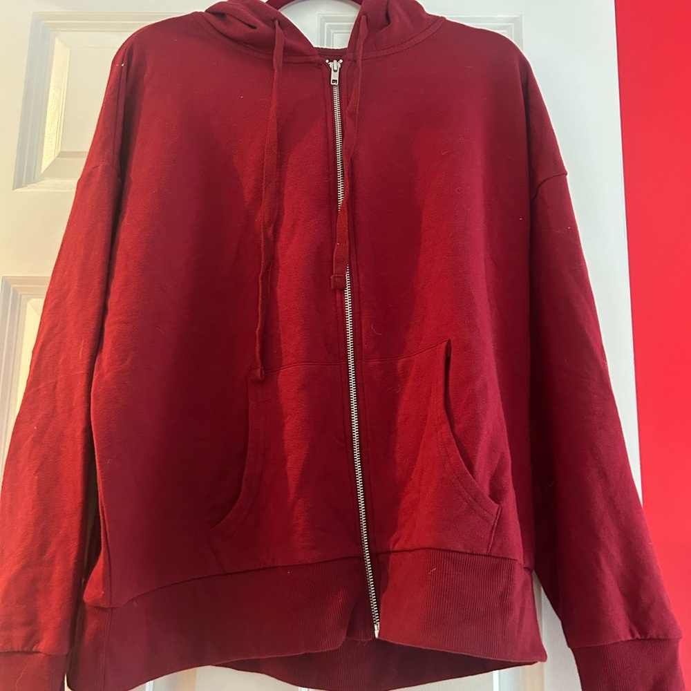 Time and Tru Burgundy Zip-Up Hoodie